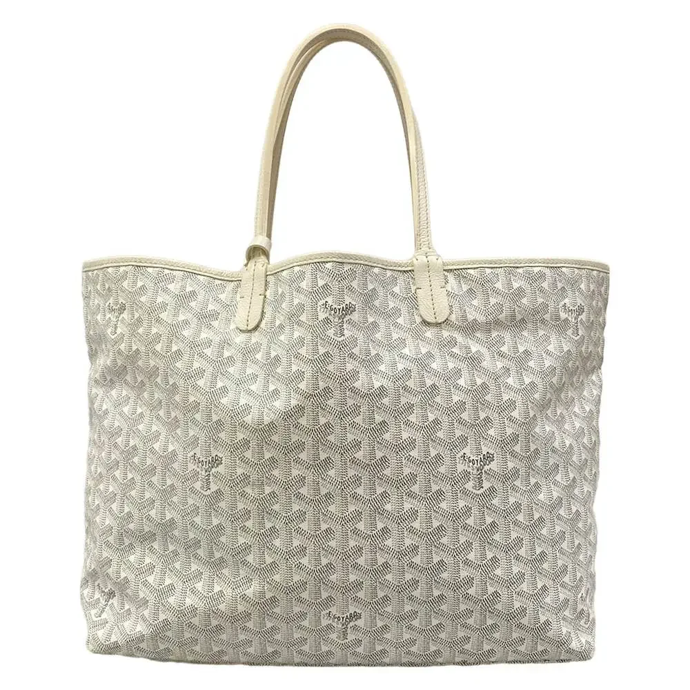 Goyard Saint Louis PM Tote Bag White Gray Light gray Coated Canvas Leather